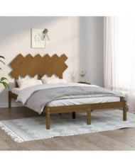 Cadre de lit sans matelas marron miel 120x200 cm bois massif | Mobilier & Déco