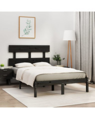 Cadre de lit sans matelas noir 135x190 cm bois massif | Mobilier & Déco