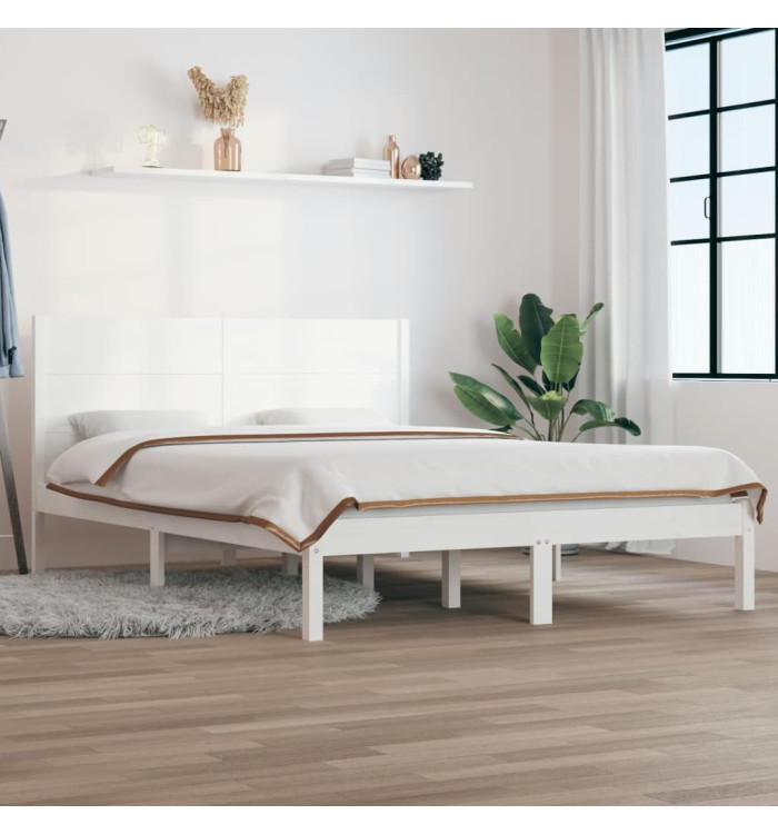 Cadre de lit sans matelas blanc 120x200 cm bois de pin massif | Mobilier & Déco