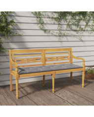 Banc Batavia avec coussin gris 150 cm Bois de teck massif | Mobilier & Déco