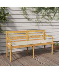 Banc Batavia avec coussin crème 150 cm Bois de teck massif | Mobilier & Déco