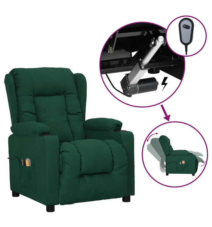 Fauteuil électrique de massage Vert foncé Tissu | Mobilier & Déco