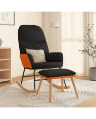 Chaise à bascule avec repose-pied Noir Tissu | Mobilier & Déco