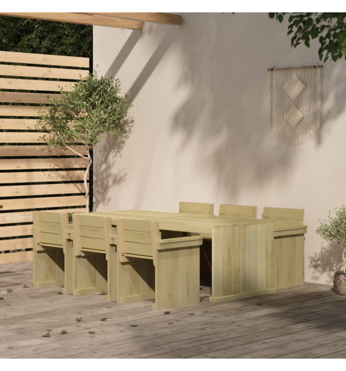 Ensemble à manger de jardin 7 pcs Bois de pin imprégné | Mobilier & Déco