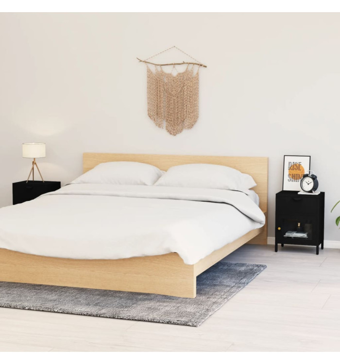 Tables de chevet 2 pcs Noir 40x30x54,5 cm Acier et verre | Mobilier & Déco