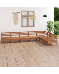 Salon de jardin 7 pcs Bois de pin massif Marron miel | Mobilier & Déco