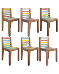 Chaises à manger lot de 6 bois de récupération solide | Mobilier & Déco