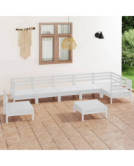 Salon de jardin 8 pcs Bois de pin massif Blanc | Mobilier & Déco