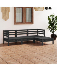 Salon de jardin 4 pcs Bois de pin massif Noir | Mobilier & Déco