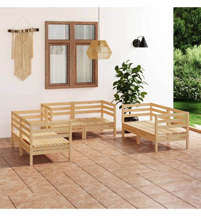 Salon de jardin 6 pcs Bois de pin massif | Mobilier & Déco
