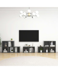Ensemble de meubles TV 8 pcs Gris brillant Bois d'ingénierie | Mobilier & Déco