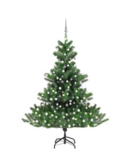 Sapin de Noël artificiel Nordmann avec LED et boules Vert 210cm | Mobilier & Déco