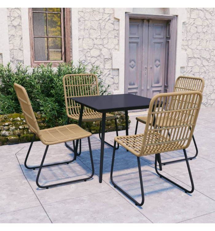Ensemble à manger d'extérieur 5 pcs résine tressée et verre | Mobilier & Déco