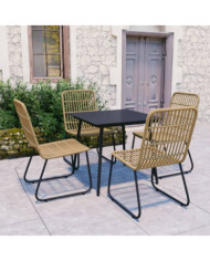 Ensemble à manger d'extérieur 5 pcs résine tressée et verre | Mobilier & Déco