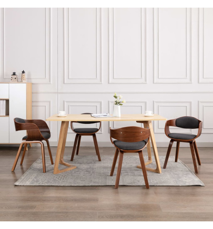 Chaises à manger lot de 4 bois courbé et tissu | Mobilier & Déco