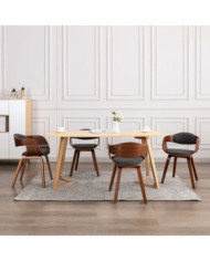 Chaises à manger lot de 4 bois courbé et tissu | Mobilier & Déco
