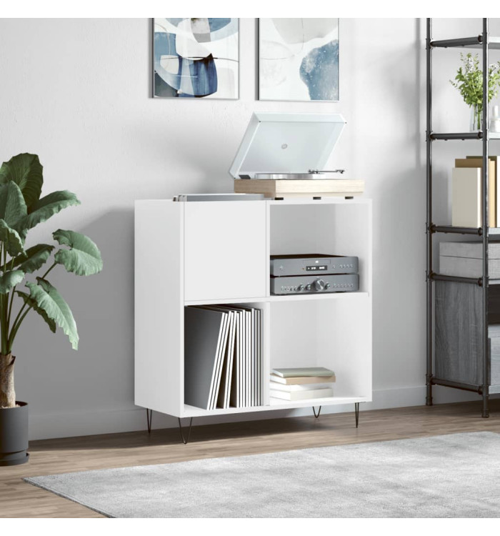 Armoire à disques blanc brillant 84,5x38x89cm bois d'ingénierie | Mobilier & Déco
