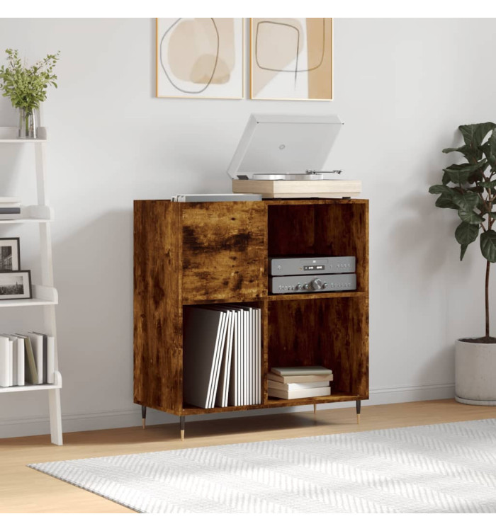 Armoire à disques chêne fumé 84,5x38x89 cm bois d'ingénierie | Mobilier & Déco