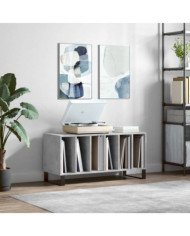 Armoire à disques gris béton 100x38x48 cm bois d'ingénierie | Mobilier & Déco