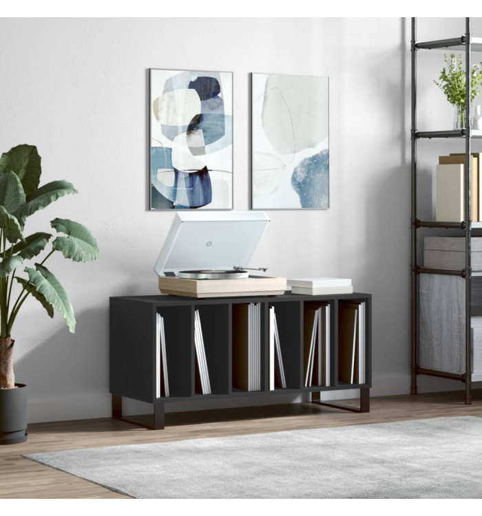 Armoire à disques noir 100x38x48 cm bois d'ingénierie | Mobilier & Déco