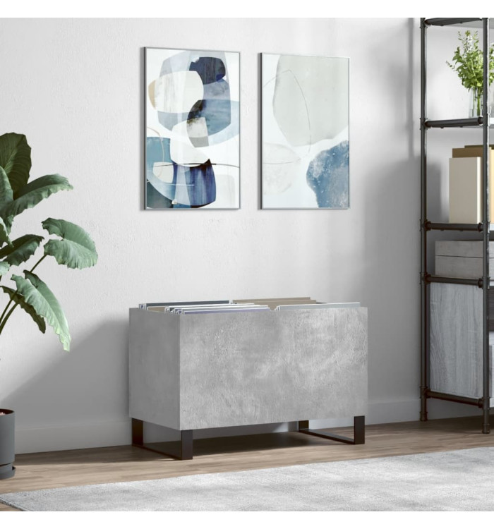 Armoire à disques gris béton 74,5x38x48 cm bois d'ingénierie | Mobilier & Déco