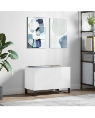 Armoire à disques blanc brillant 74,5x38x48cm bois d'ingénierie | Mobilier & Déco