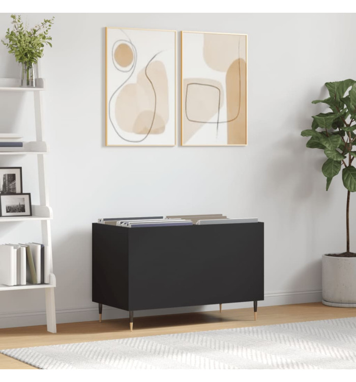 Armoire à disques noir 74,5x38x48 cm bois d'ingénierie | Mobilier & Déco