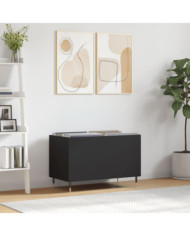 Armoire à disques noir 74,5x38x48 cm bois d'ingénierie | Mobilier & Déco