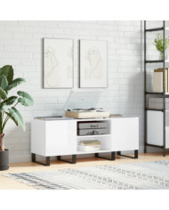Armoire à disques blanc brillant 121x38x48 cm bois d'ingénierie | Mobilier & Déco