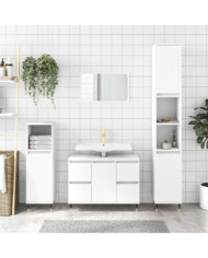 Armoire de salle de bain blanc 80x33x60 cm bois d'ingénierie | Mobilier & Déco