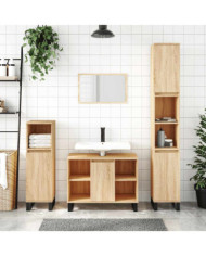 Armoire salle de bain chêne sonoma 80x33x60cm bois d'ingénierie | Mobilier & Déco