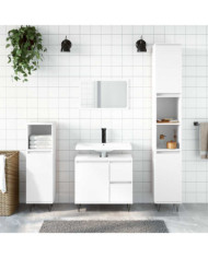 Armoire de salle de bain blanc 65x33x60 cm bois d'ingénierie | Mobilier & Déco