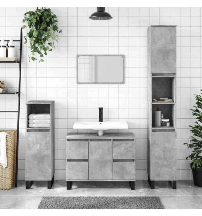Armoire de salle de bain gris béton 30x30x100 cm | Mobilier & Déco