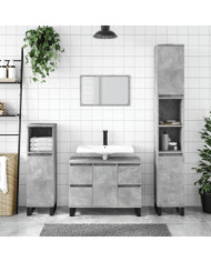 Armoire de salle de bain gris béton 30x30x100 cm | Mobilier & Déco