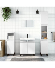 Armoire de salle de bain blanc 30x30x190 cm bois d'ingénierie | Mobilier & Déco