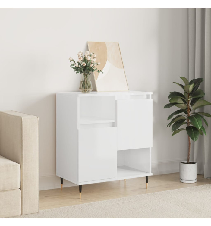 Buffet Blanc brillant 60x35x70 cm Bois d'ingénierie | Mobilier & Déco