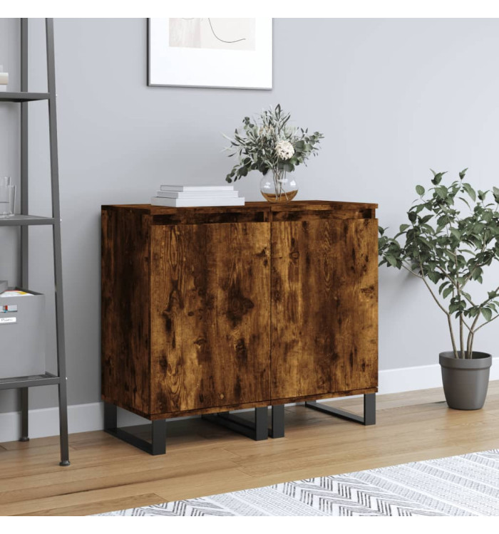 Buffets 2 pcs chêne fumé 40x35x70 cm bois d'ingénierie | Mobilier & Déco