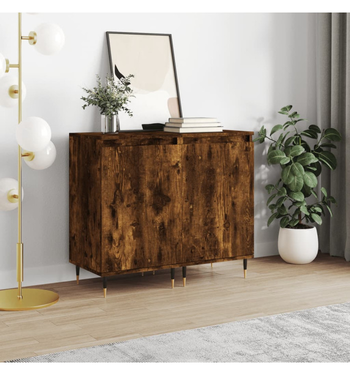 Buffets 2 pcs chêne fumé 40x35x70 cm bois d'ingénierie | Mobilier & Déco