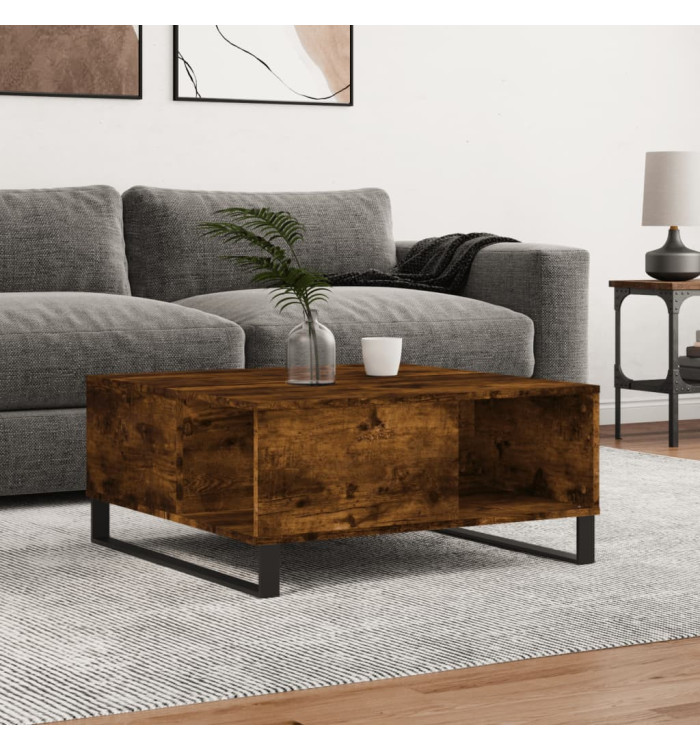 Table basse chêne fumé 80x80x36,5 cm bois d'ingénierie | Mobilier & Déco