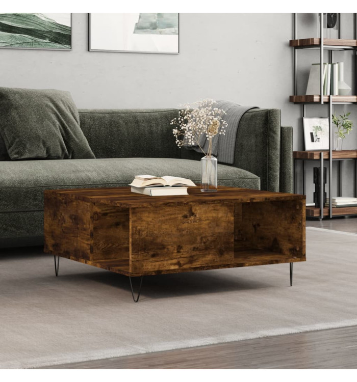 Table basse chêne fumé 80x80x36,5 cm bois d'ingénierie | Mobilier & Déco