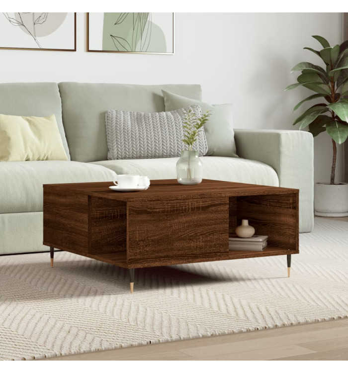 Table basse chêne marron 80x80x36,5 cm bois d'ingénierie | Mobilier & Déco