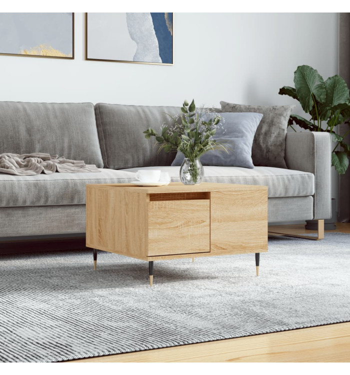 Table basse chêne sonoma 55x55x36,5 cm bois d'ingénierie | Mobilier & Déco