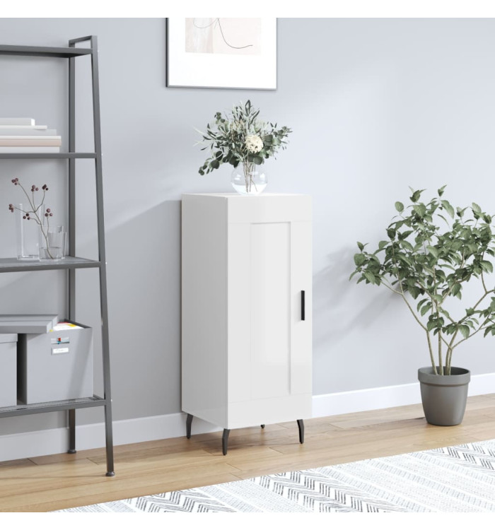 Buffet Blanc brillant 34,5x34x90 cm Bois d'ingénierie | Mobilier & Déco