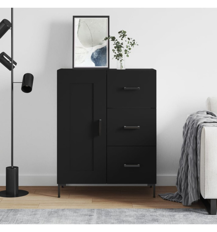Buffet noir 69,5x34x90 cm bois d'ingénierie | Mobilier & Déco
