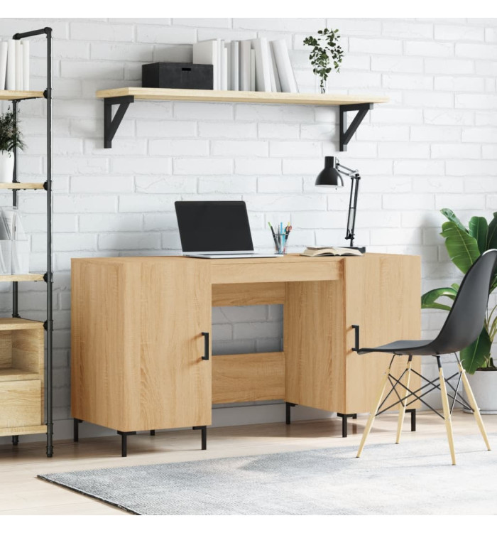 Bureau chêne sonoma 140x50x75 cm bois d'ingénierie | Mobilier & Déco