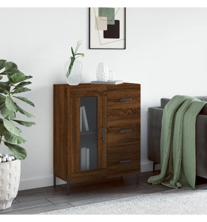 Buffet chêne marron 69,5x34x90 cm bois d'ingénierie | Mobilier & Déco