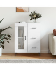 Buffet Blanc brillant 69,5x34x90 cm Bois d'ingénierie | Mobilier & Déco