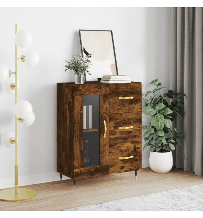 Buffet chêne fumé 69,5x34x90 cm bois d'ingénierie | Mobilier & Déco