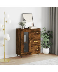 Buffet chêne fumé 69,5x34x90 cm bois d'ingénierie | Mobilier & Déco