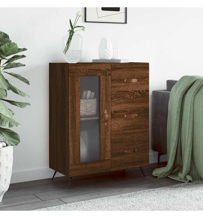 Buffet chêne marron 69,5x34x90 cm bois d'ingénierie | Mobilier & Déco